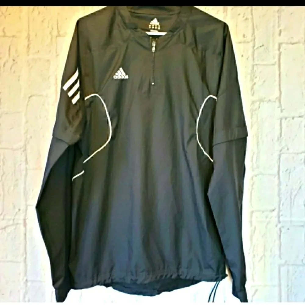 ADIDAS Quarter-zip Pullover Windbreaker Jacket Removable Sleeves